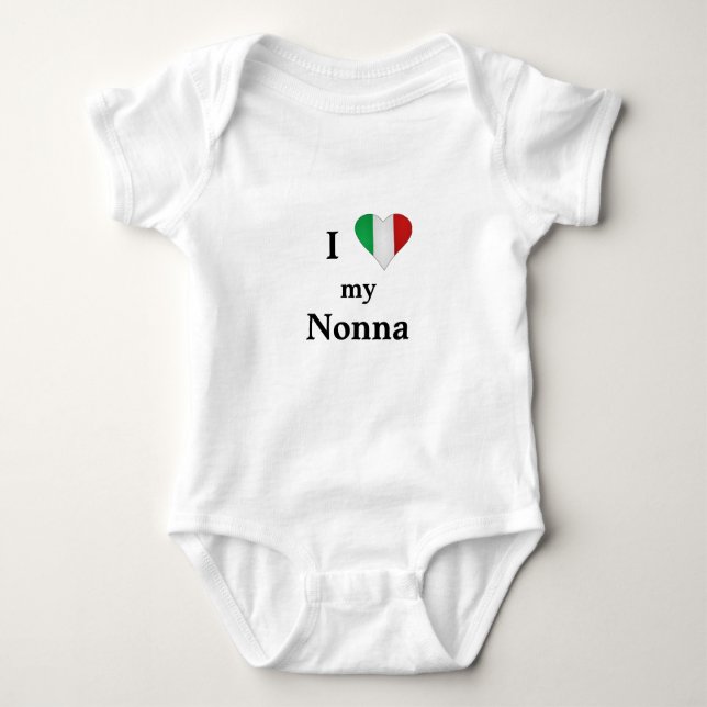 I Love My Grandmother Italian Heart Baby Boddysuit Baby Bodysuit (Front)