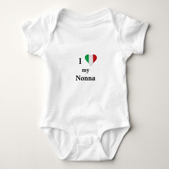 I Love My Grandmother Italian Heart Baby Outfit Baby Bodysuit (Front)