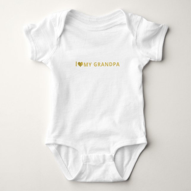 I Love My Grandpa Gold Heart Baby Bodysuit (Front)