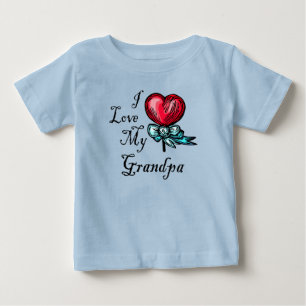 I Love My Grandpa Heart Lollipop Baby T-Shirt