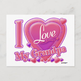 I Love My Grandpa pink/purple - heart Postcard