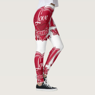 I Love My Grandpa Red Hearts Leggings