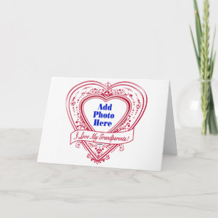 I Love My Grandparents! Photo Red Hearts Card