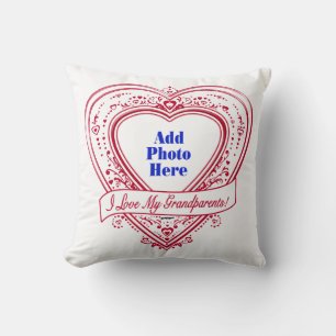 I Love My Grandparents! Photo Red Hearts Cushion