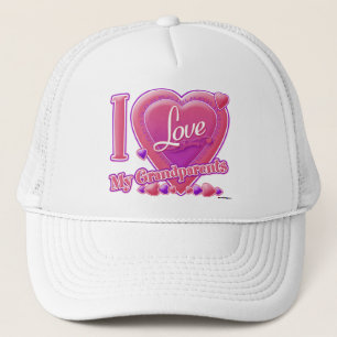 I Love My Grandparents pink/purple - heart Trucker Hat