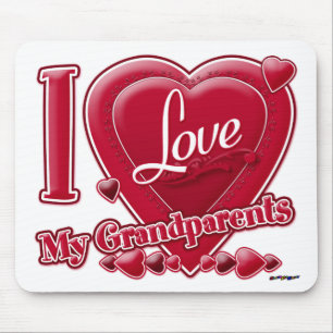 I Love My Grandparents red heart - photo Mouse Pad