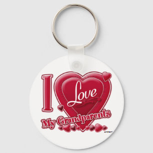 I Love My Grandparents red hearts Key Ring