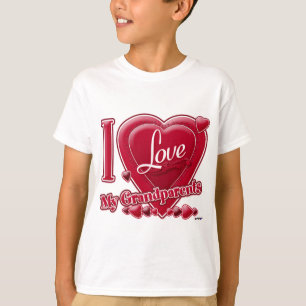 I Love My Grandparents red hearts T-Shirt