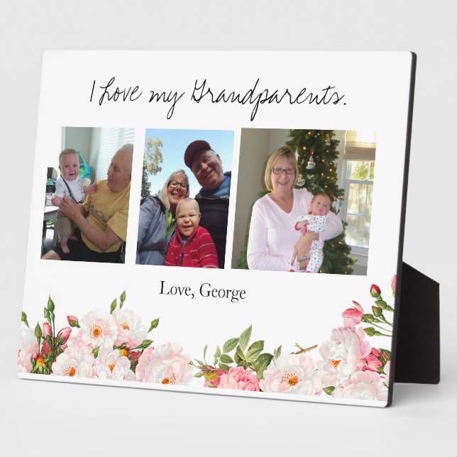 I Love My Grandparents with Photos Plaque (Side)