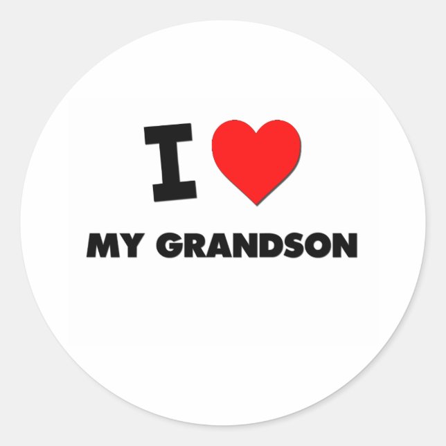 I Love My Grandson Classic Round Sticker (Front)