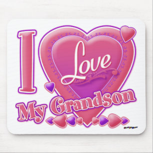 I Love My Grandson pink/purple - heart Mouse Pad