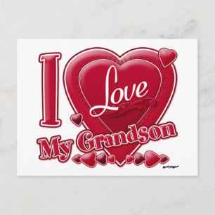 I Love My Grandson red - heart Postcard