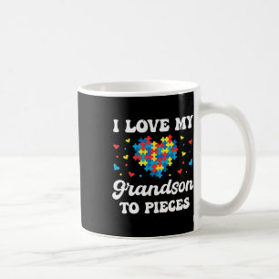 I Love My Grandson To Pieces Support Autism Awaren Coffee Mug