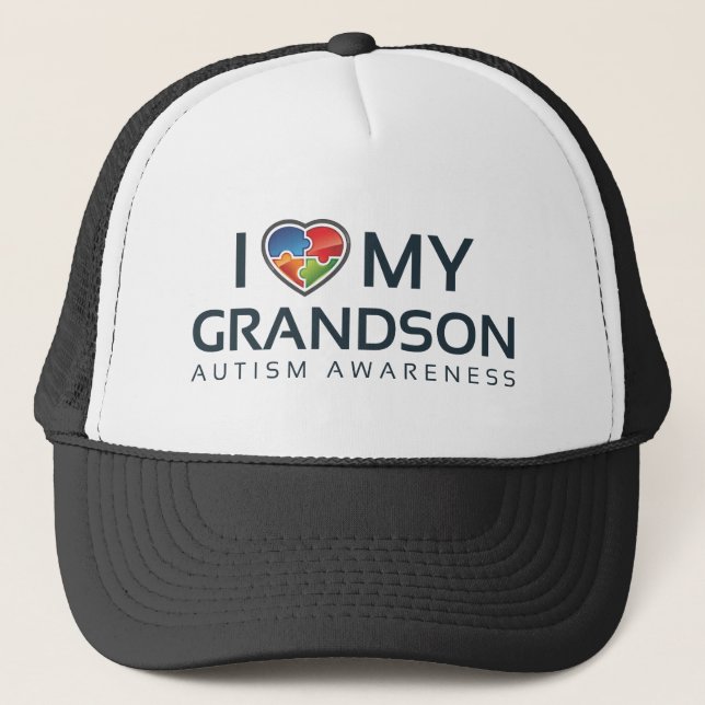 I Love My Grandson Trucker Hat (Front)