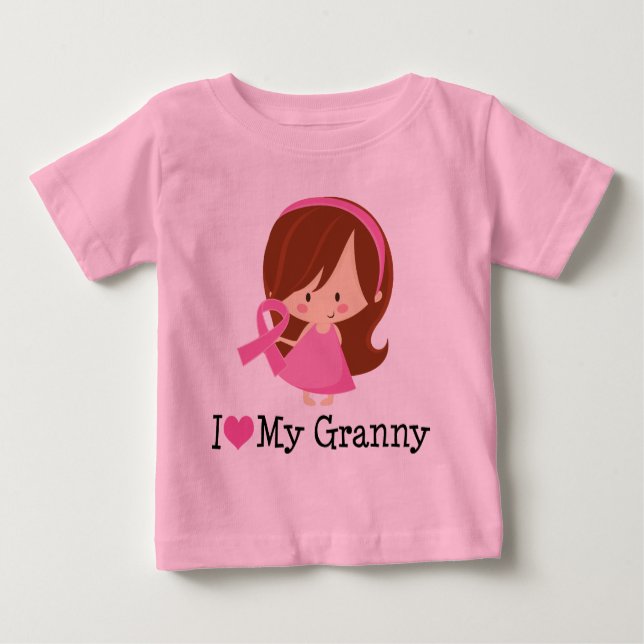 I Love My Granny Breast Cancer Ribbon Baby T-Shirt (Front)