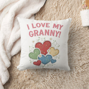 I Love My Granny Charming Country Style Hearts Cushion