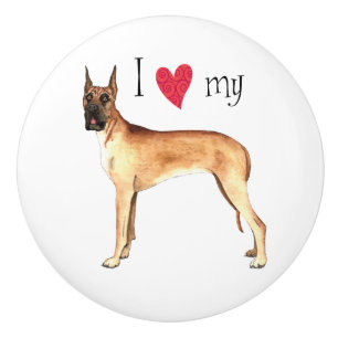 I Love my Great Dane Ceramic Knob