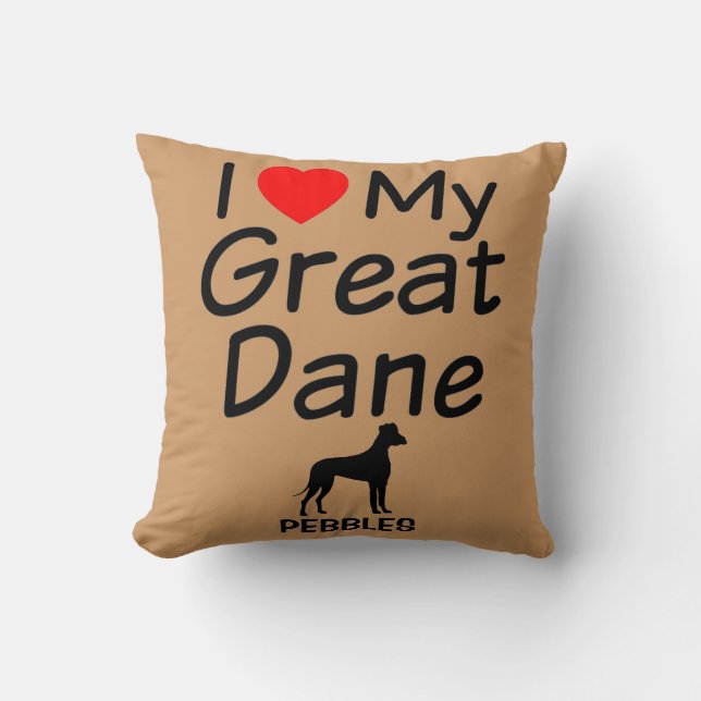 I Love My Great Dane Cushion (Front)