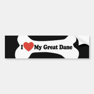 I Love My Great Dane  - Dog Bone Bumper Sticker