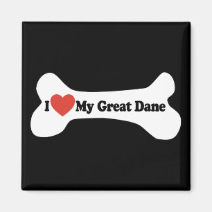I Love My Great Dane - Dog Bone Magnet