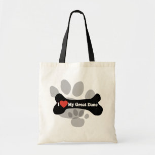 I Love My Great Dane  - Dog Bone Tote Bag