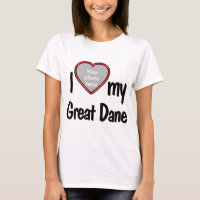 I Love My Great Dane - Dog Photo in Red Heart 
