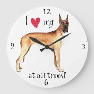 I Love my Great Dane Large Clock