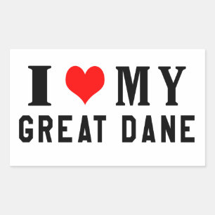 I Love My Great Dane Rectangular Sticker