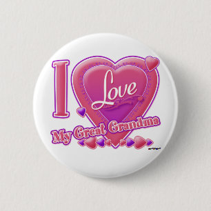 I Love My Great Grandma pink/purple - heart 6 Cm Round Badge
