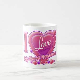 I Love My Great Grandma pink/purple - heart Coffee Mug