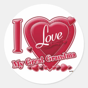 I Love My Great Grandma red - heart Classic Round Sticker