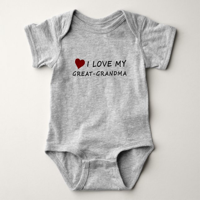 I Love My Great-Grandma with Heart Baby Bodysuit (Front)