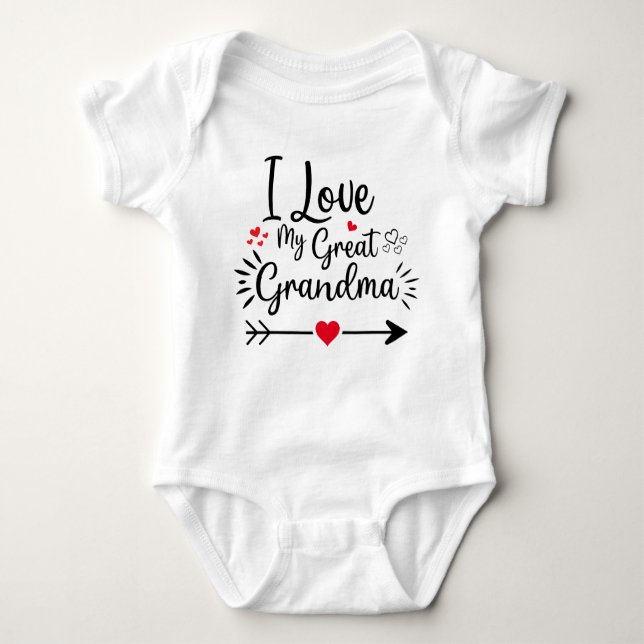 I Love My Great-Grandma with Heart Baby Bodysuit (Front)