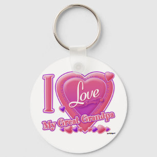 I Love My Great Grandpa pink/purple - heart Key Ring