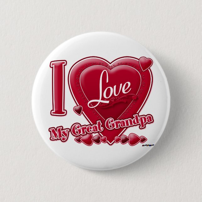 I Love My Great Grandpa red - heart 6 Cm Round Badge (Front)