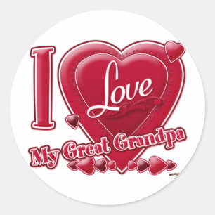 I Love My Great Grandpa red - heart Classic Round Sticker