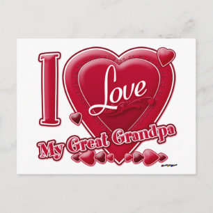 I Love My Great Grandpa red - heart Postcard