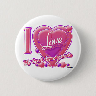 I Love My Great Grandparents pink/purple - heart 6 Cm Round Badge