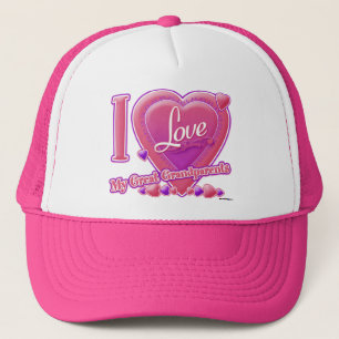 I Love My Great Grandparents pink/purple - heart Trucker Hat