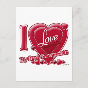 I Love My Great Grandparents red - heart Postcard