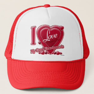 I Love My Great Grandparents red - heart Trucker Hat