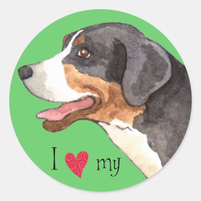 I Love my Greater Swiss Mountain Dog Classic Round Sticker (Front)