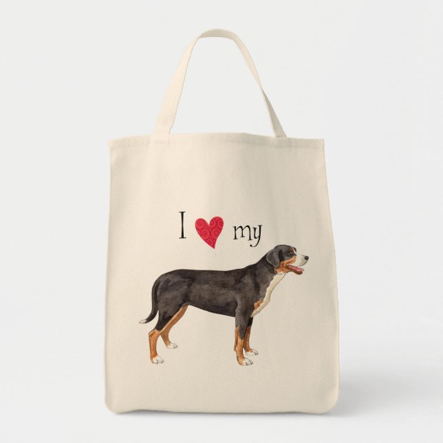 I Love my Greater Swiss Mountain Dog Tote Bag (Front)