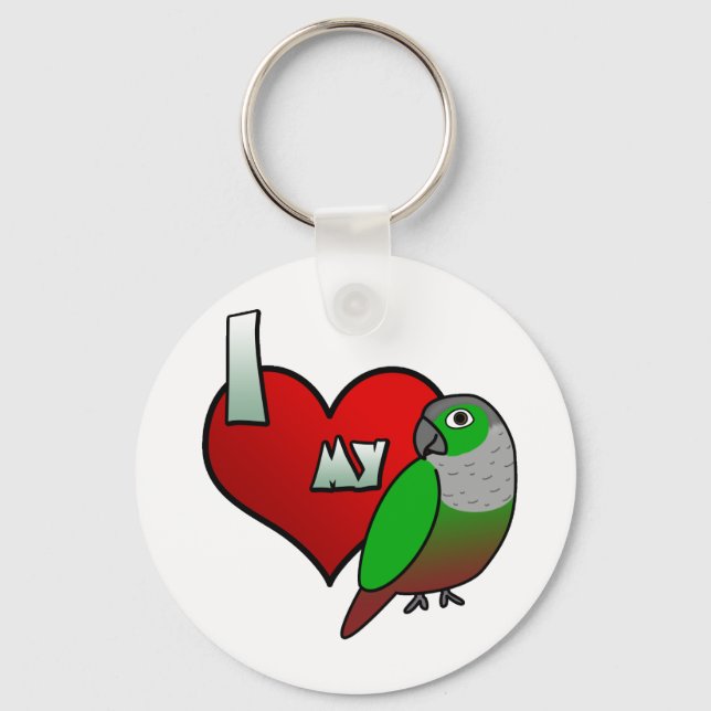 I Love my Green Cheeked Conure Key Ring (Front)