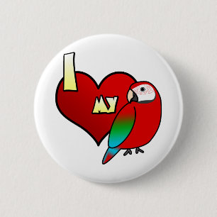 I Love my Greenwing Macaw 6 Cm Round Badge