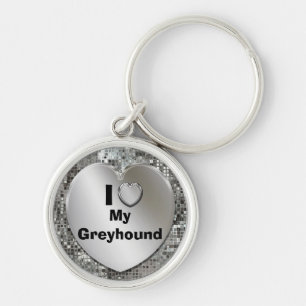 I Love My Greyhound Heart Keychain