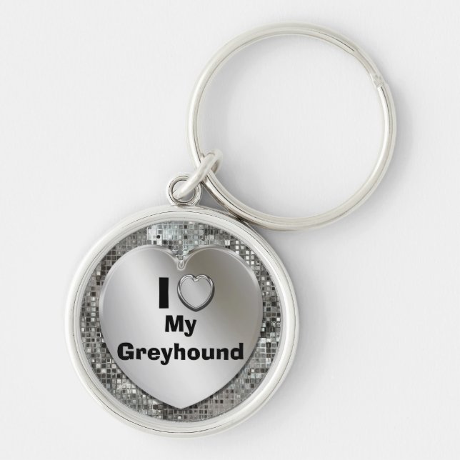I Love My Greyhound Heart Keychain (Front)