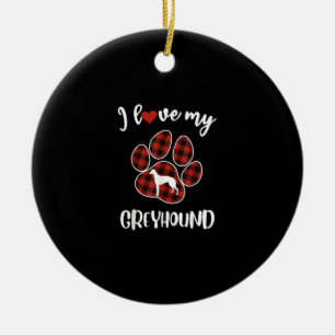 i love my greyhound valentine dog lover ceramic ornament