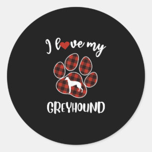 i love my greyhound valentine dog lover classic round sticker