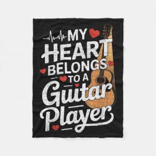 I Love My Guitar Player Husband Wife Funny Fleece Blanket